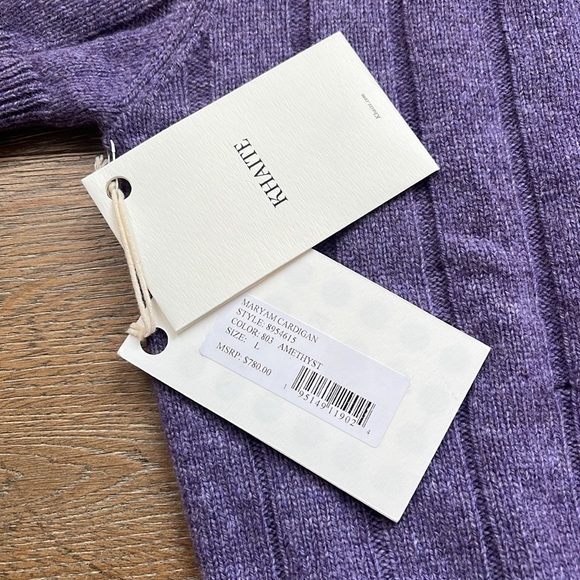NWT Khaite Maryam cashmere cardigan Sweater in Purple | size L - Picture 4 of 5